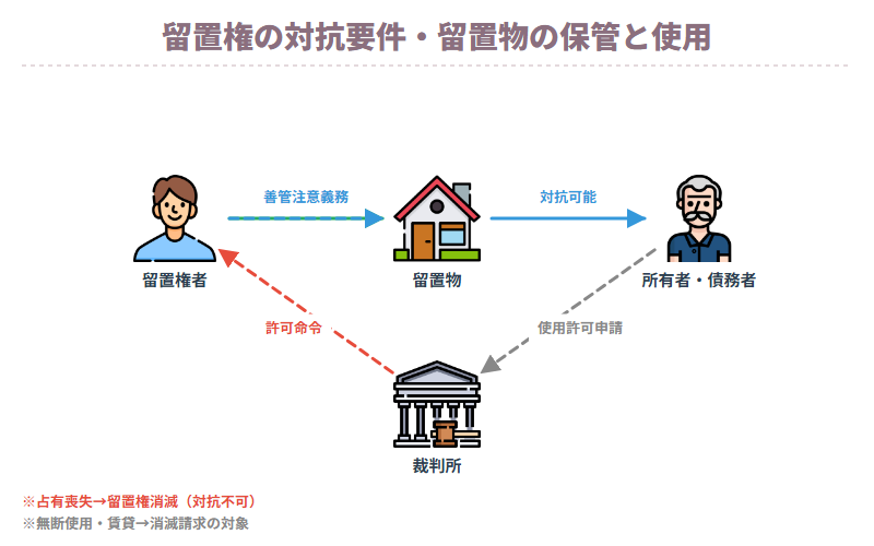 留置権の対抗要件・留置物の保管と使用